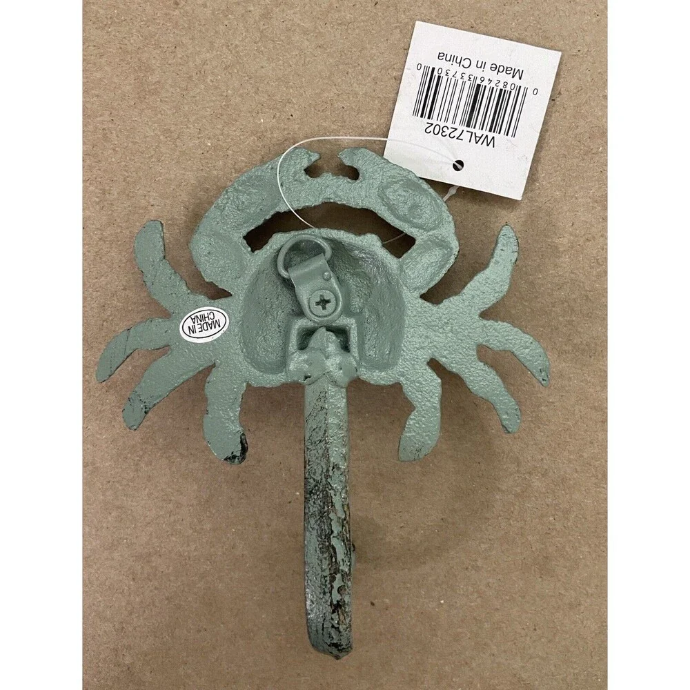 G2  Crab Cast Iron Wall Hooks Bathroom Coastal Beach Nautical Verde Gre 5 inch